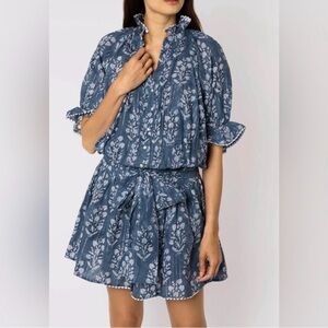 Juliet Dunn Flower Block Print Blouson Dress Size 3
